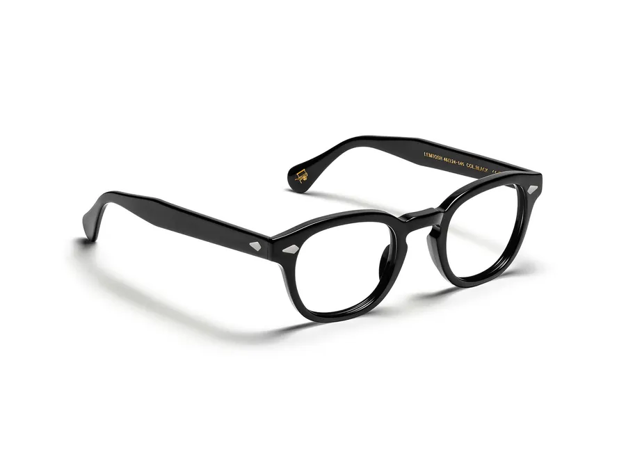 Monture Lemtosh de Moscot, noire, vue de trois-quarts sur fond blanc